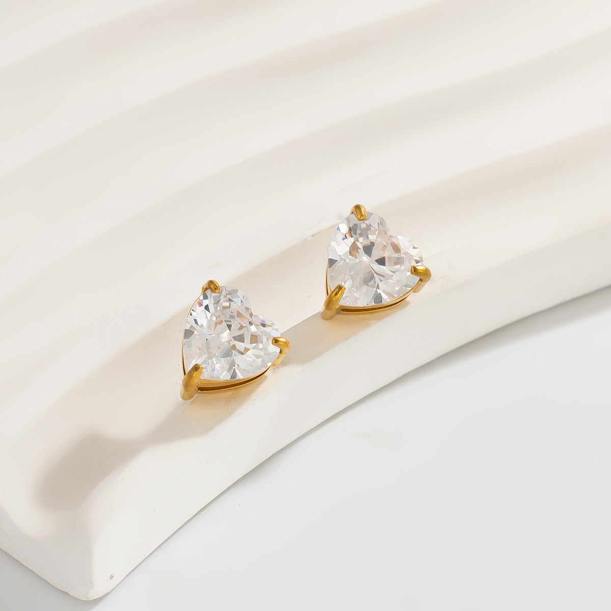 Planderful Vienna Verve Love Shaped Zircon Stainless Steel Stud Earrings For Daily Wear Fashion Lovers