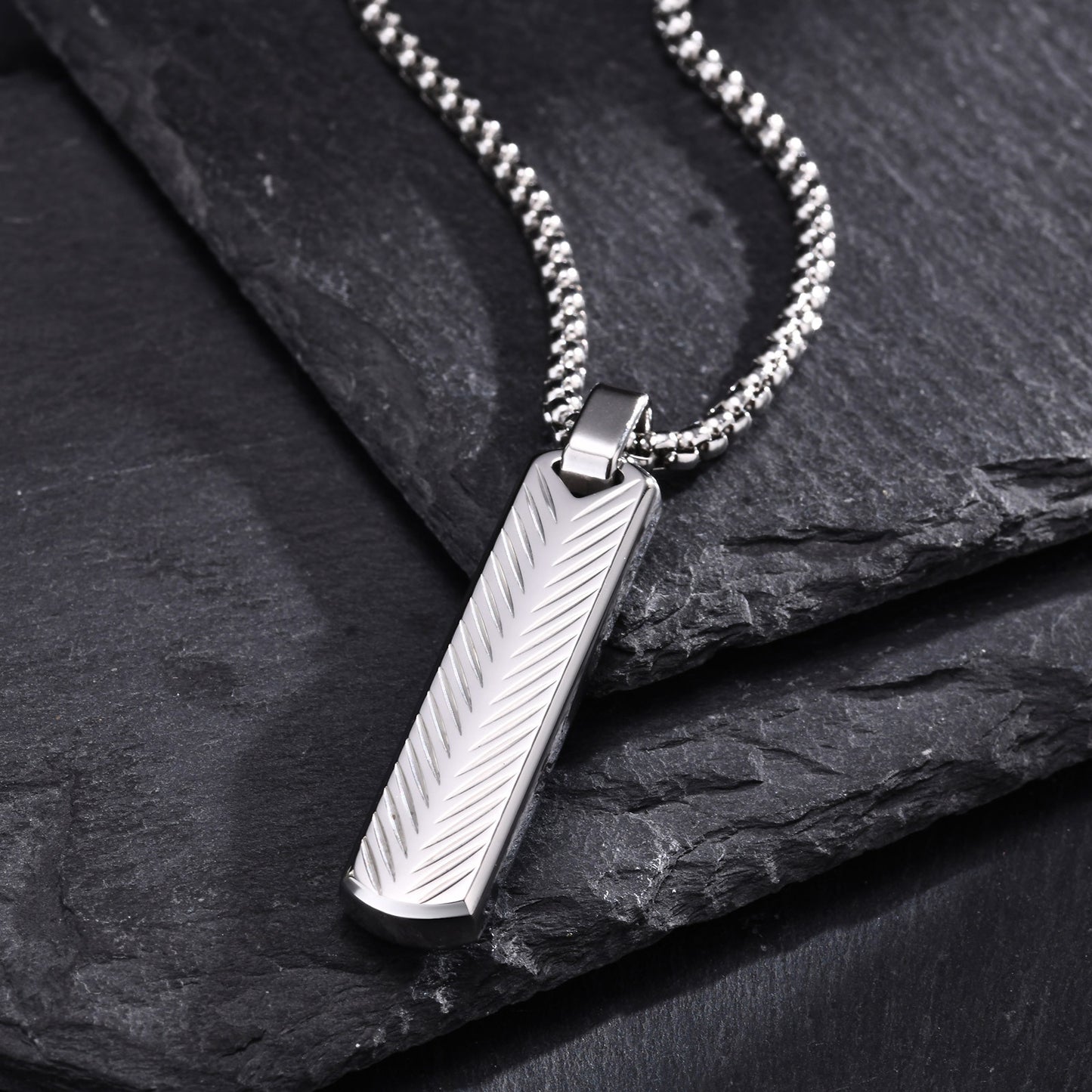 Geometric One-Word Strip Titanium Steel Flower Pendant for Men