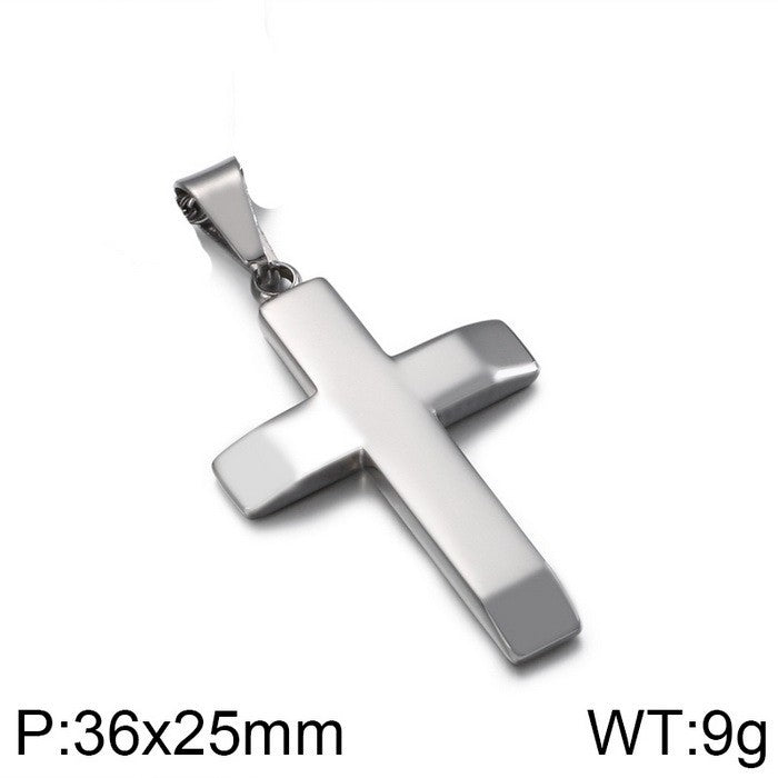 Trendy Stainless Steel Cross Pendant for Men - European and American Style Jewelry