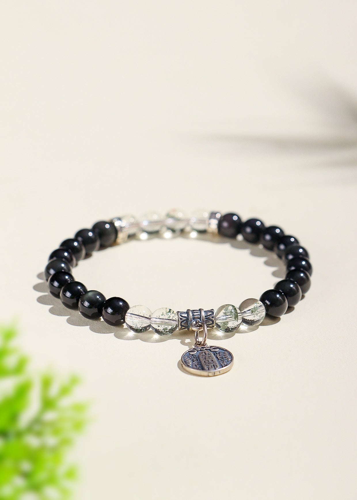 Planderful Fortune's Favor Bracelet – Versatile Obsidian and Green Ghost Crystal Design
