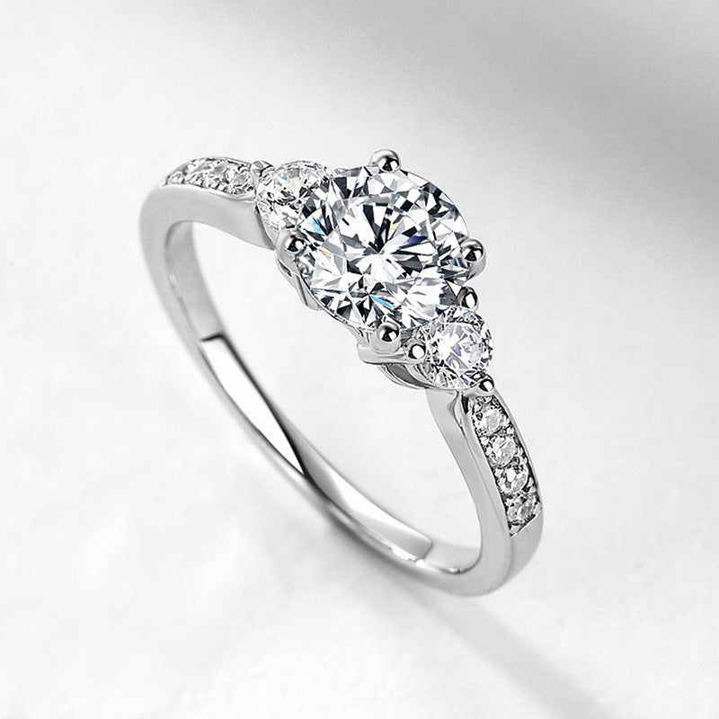 Planderful Moissanite Wedding Ring – Luxury Silver Gold-Plated Pair