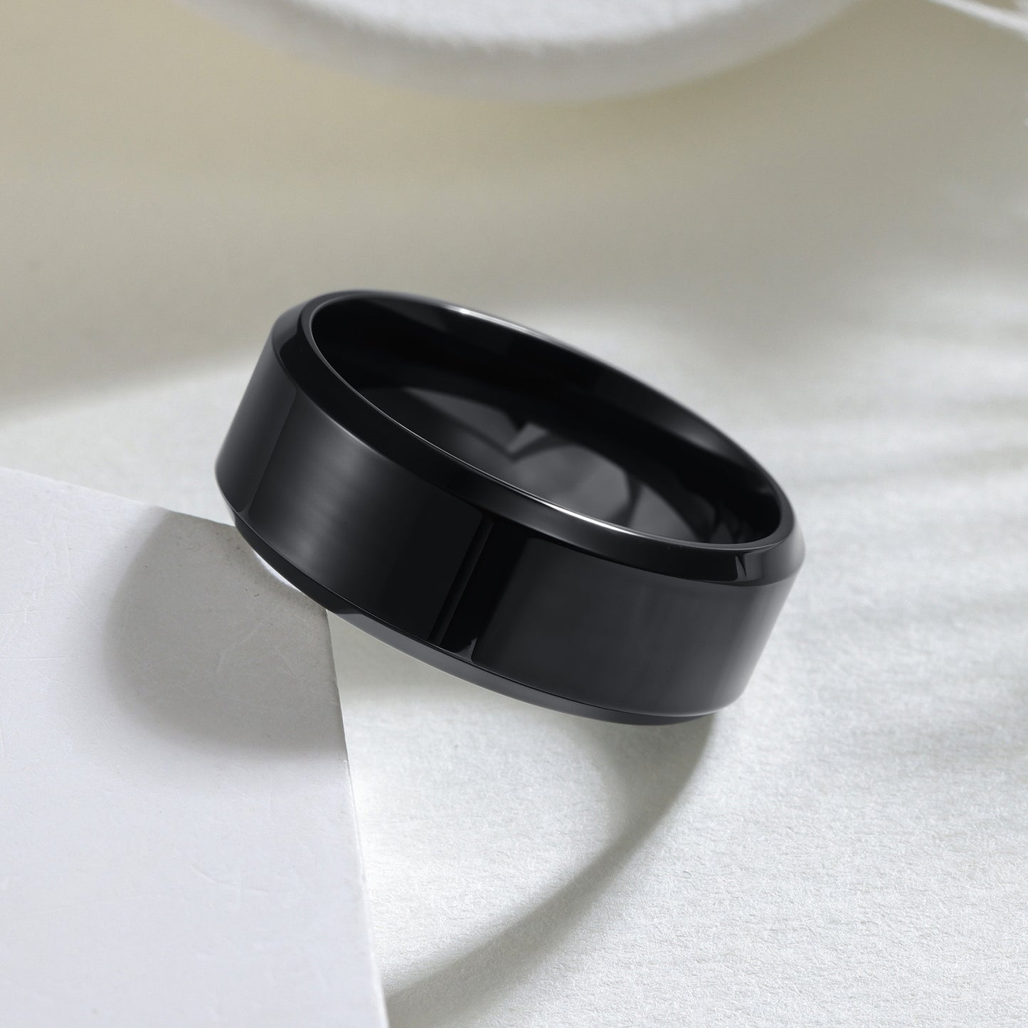 Planderful Everyday Genie Titanium Steel Ring Unisex 4mm 6mm 8mm Glossy Double Beveled Finish