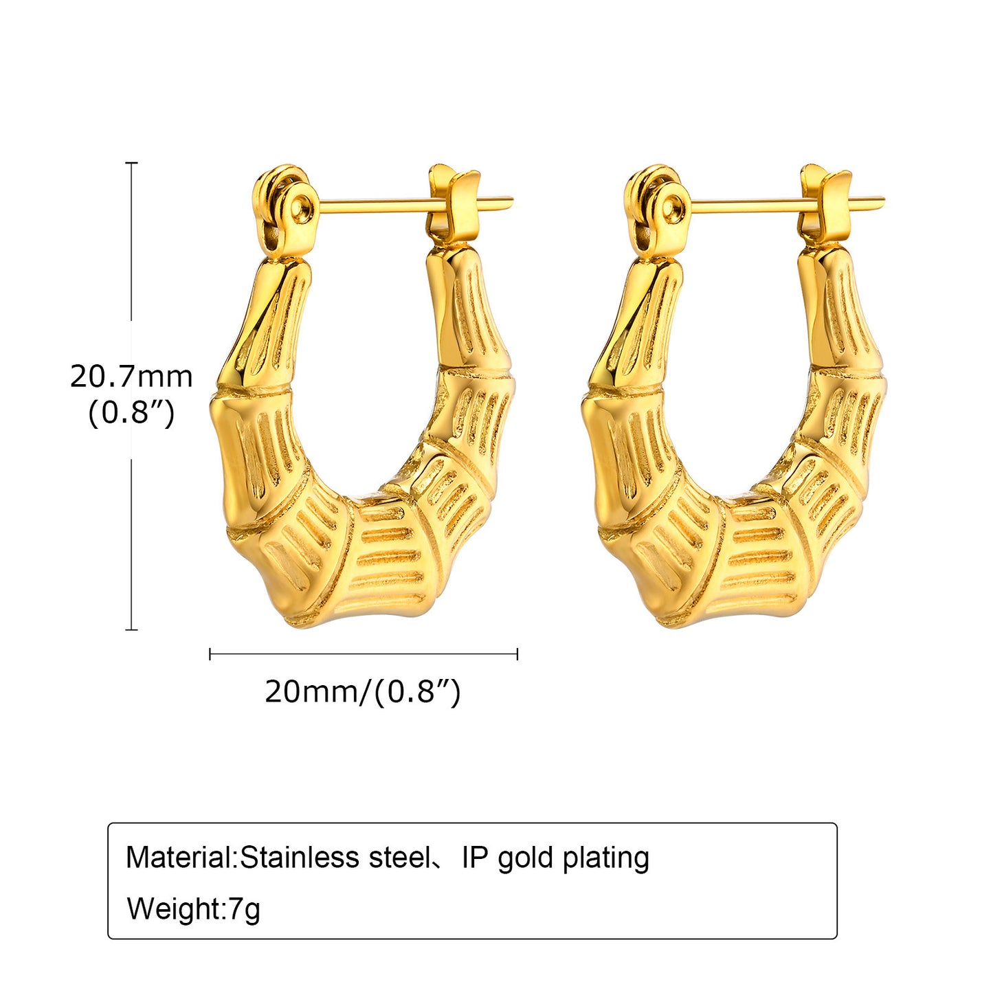 European And American Cross-Border Jewelry Golden Bamboo Earrings