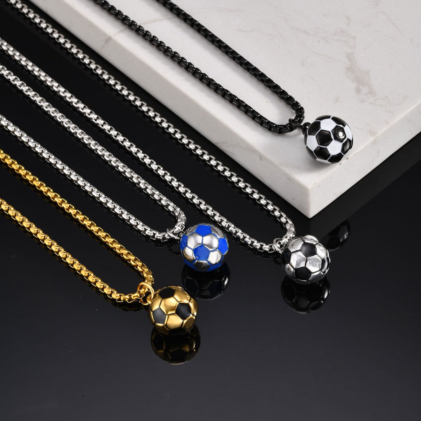 Planderful Stainless Steel Football Necklace for Men