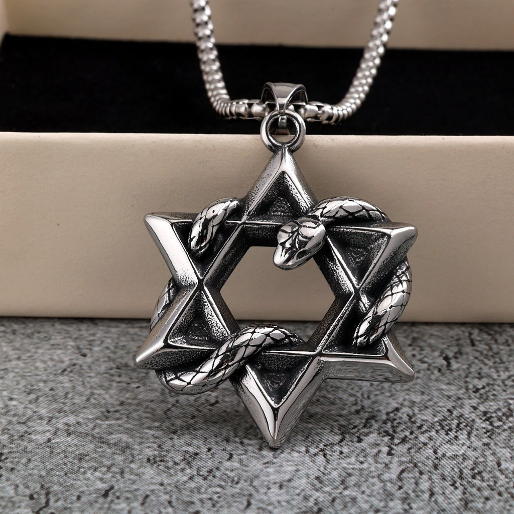 Vintage Snake Stainless Steel Men's Pendant Necklace