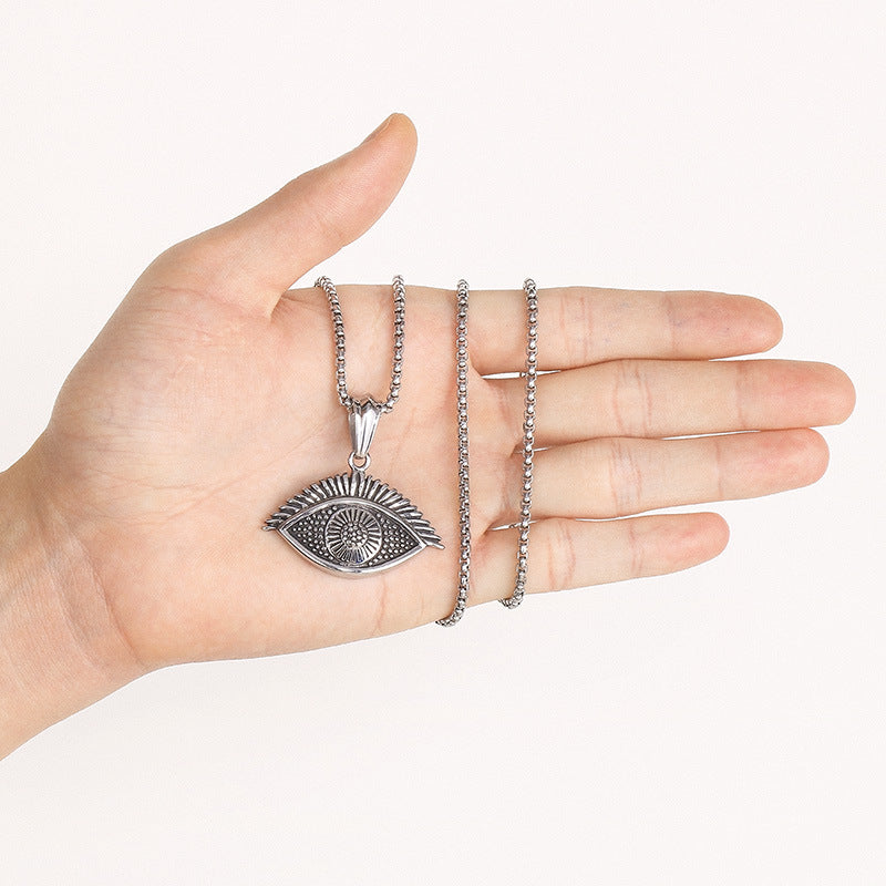 Old Creative Turtle Pendant, Retro Polka Dot Flower Turtle Devil's Eye Titanium Necklace