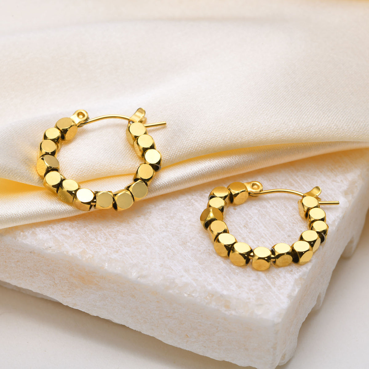 Gold-Tone Disc Hoop Earrings