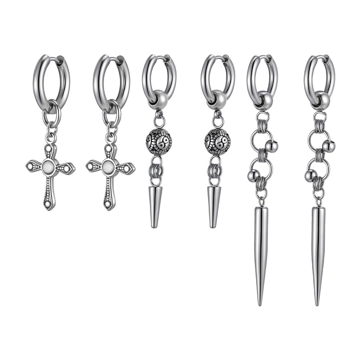Stainless Steel Cross Geometric Punk Single Earring