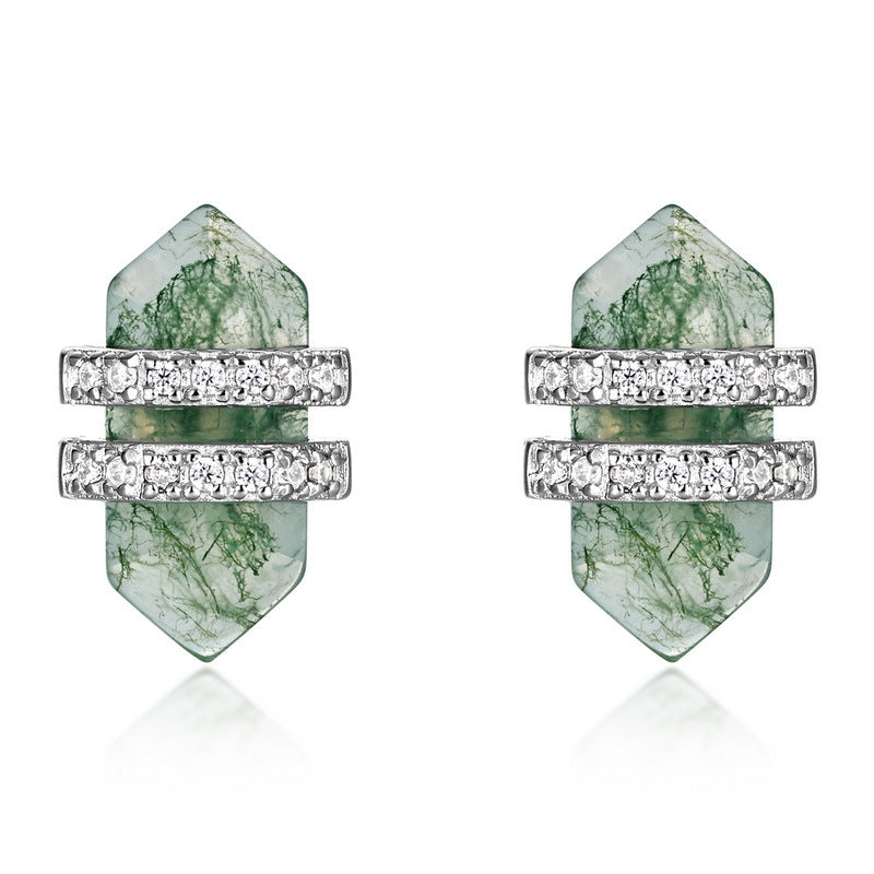 Planderful Everyday Genie – Cross-border New Trend Fashion Green Moss Sterling Silver Earrings Women's Jewelry Amazon Hot Sale