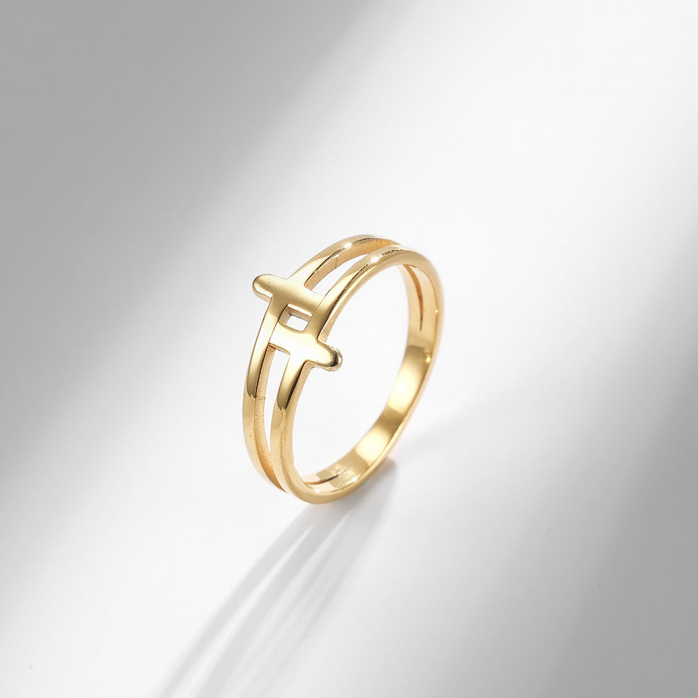 Cross-Border E-Commerce Jewelry Hollow Cross Stainless Steel Ring