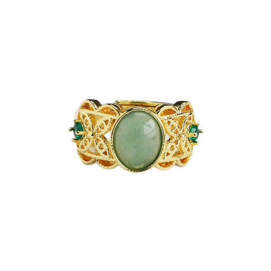 Blue-Water Jadeite Butterfly Dance Ring