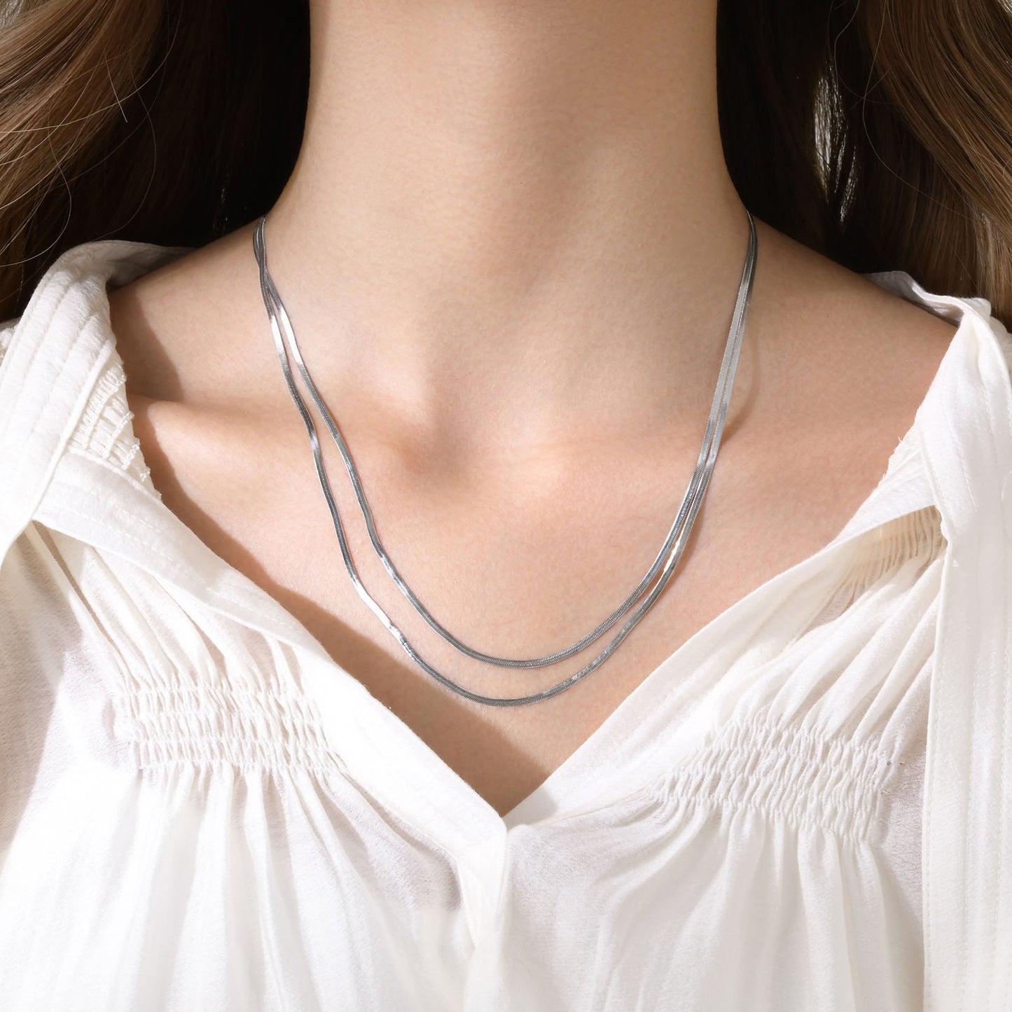 Stainless Steel Double Blade Chain Necklace Gold Women's Jewelry
