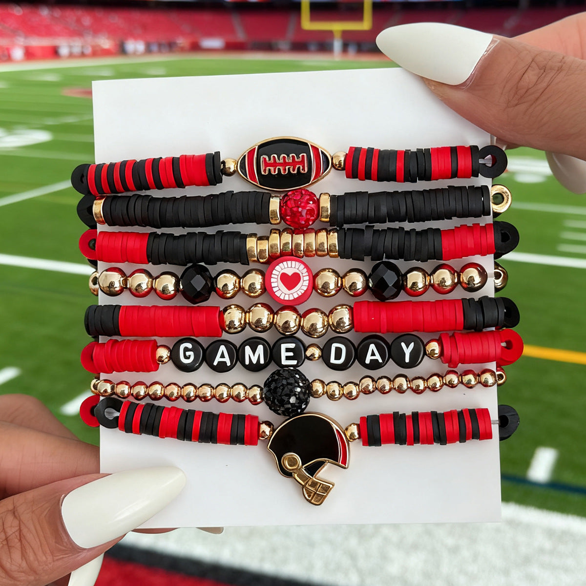 Planderful Football Bracelet Set Vienna Verve Game Day Jewelry For Women Bold Colorful Drip Statement