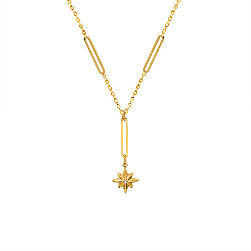 Sparkling Star Pendant Collarbone Chain with Tassel Detail - Elegant Women's Necklace
