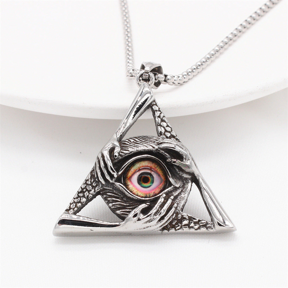 All Seeing Eye Freemason Pyramid Pendant Titanium Steel Durable Unisex Necklace By Planderful For Men And Style Seekers