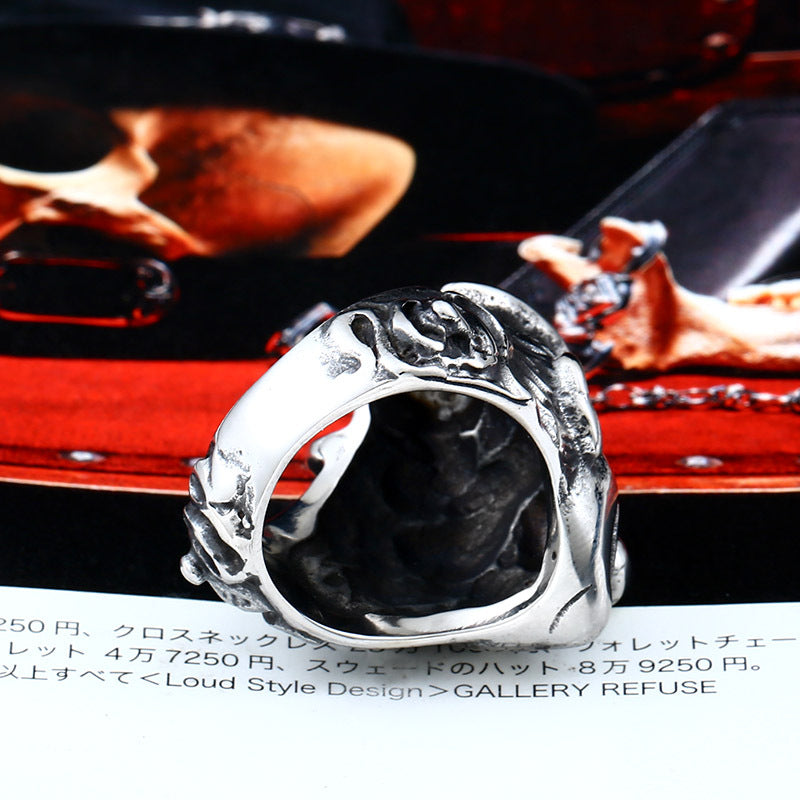 Bold Retro Punk Stainless Steel Clown Ring for Men - Unique Titanium Steel Design in Sizes 7-12