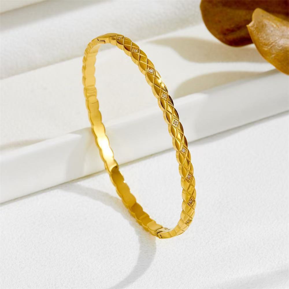 Planderful Jewelry Stainless Steel Zircon Six-Pointed Star Buckle Bracelet For Women