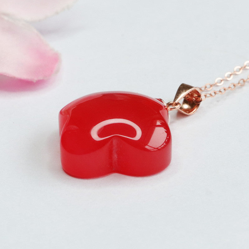 Red Agate Clover Silver Pendant — No Chain