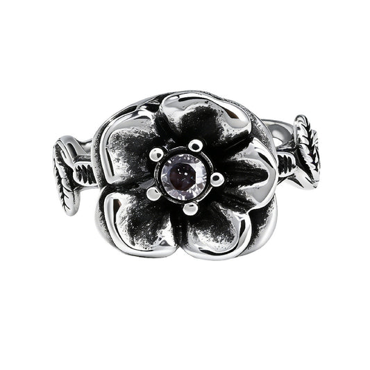 Planderful Personalized Retro Rose Titanium Steel Ring For Unisex Style Bold Statement Gift