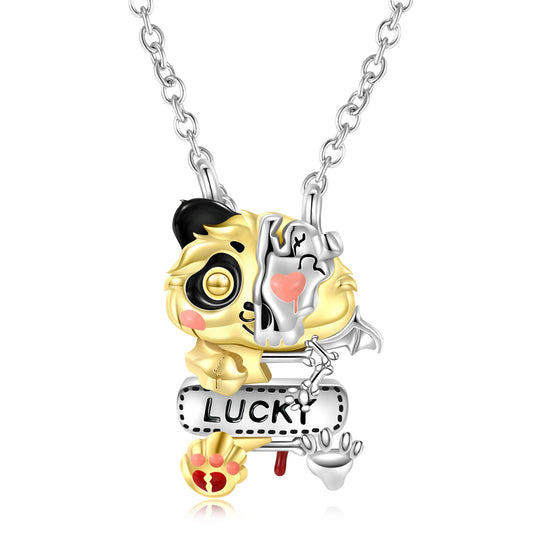 Mix Match Style Lucky Panda Pendant Silver Necklace
