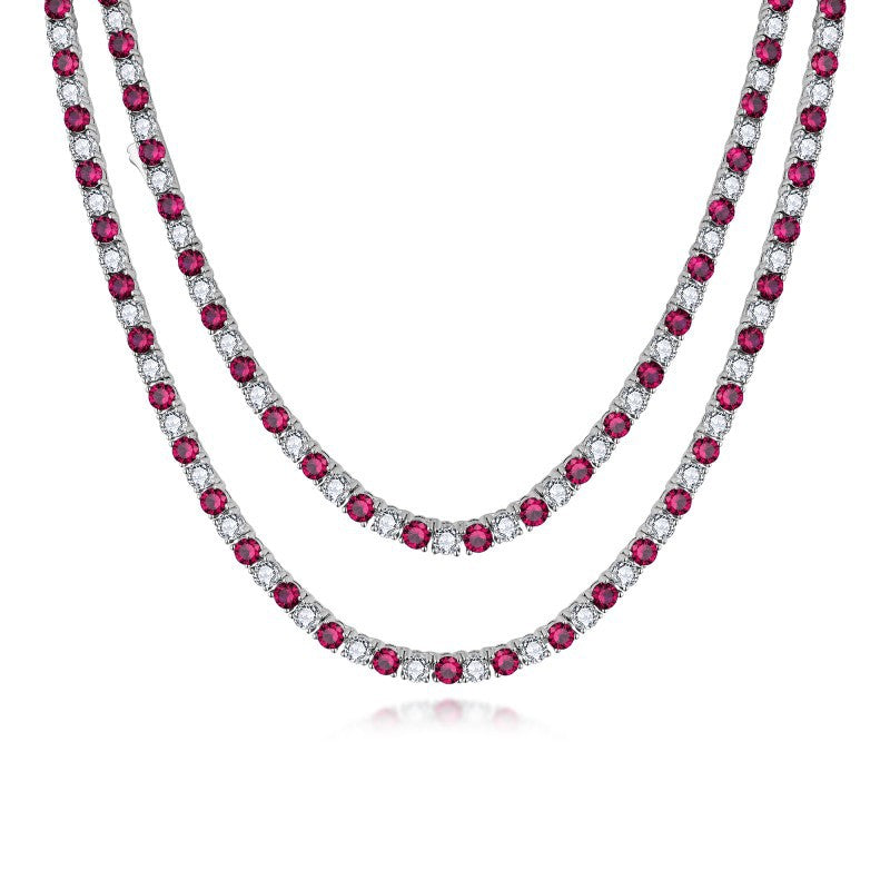 European And American High-End 3mm Lab Grown Gemstone Tennis Necklace With Zircon