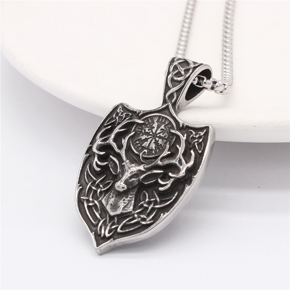 Elk Pendant Titanium Steel For Unisex Style Bold Retro Statement Planderful Everyday Genie