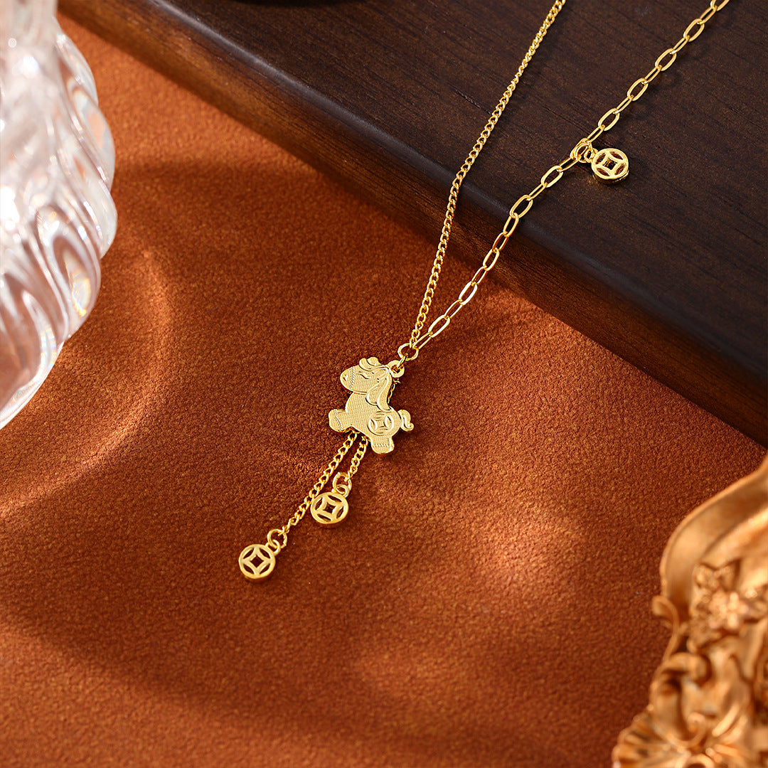 Sterling Silver Lucky Coin Tassel Necklace