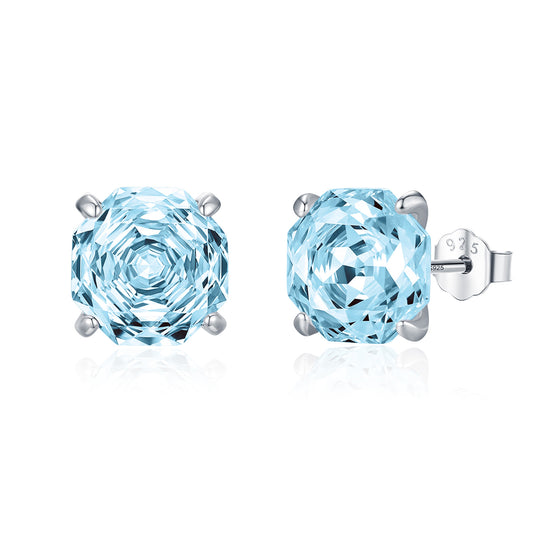 Planderful Everyday Genie Earrings – Exquisite Sterling Silver with Aquamarine Zircon