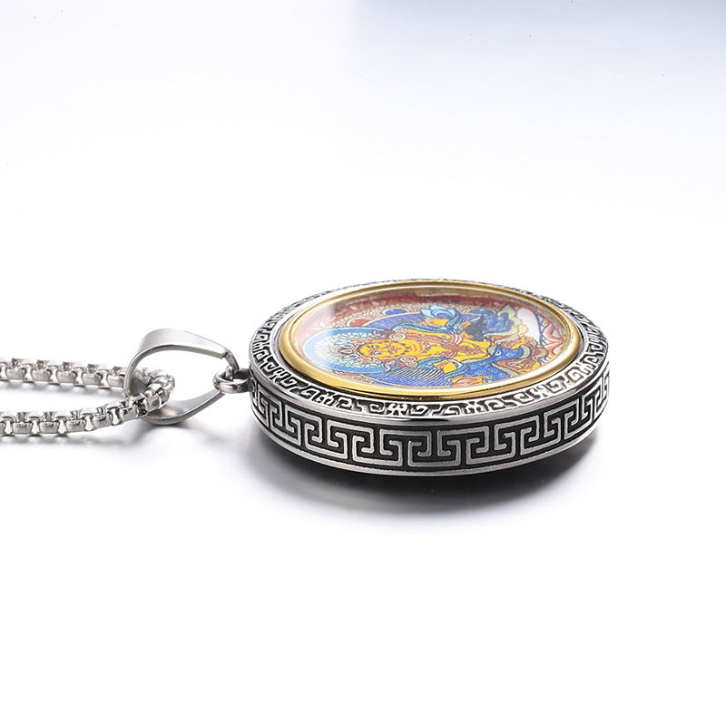 Steel Necklace - Elegant Tibetan Amulet