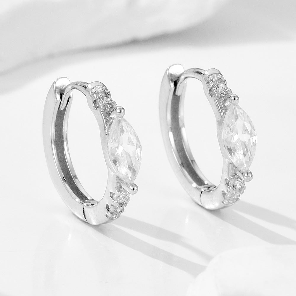 S925 Sterling Silver Luxury Zircon Ear Buckle Earrings