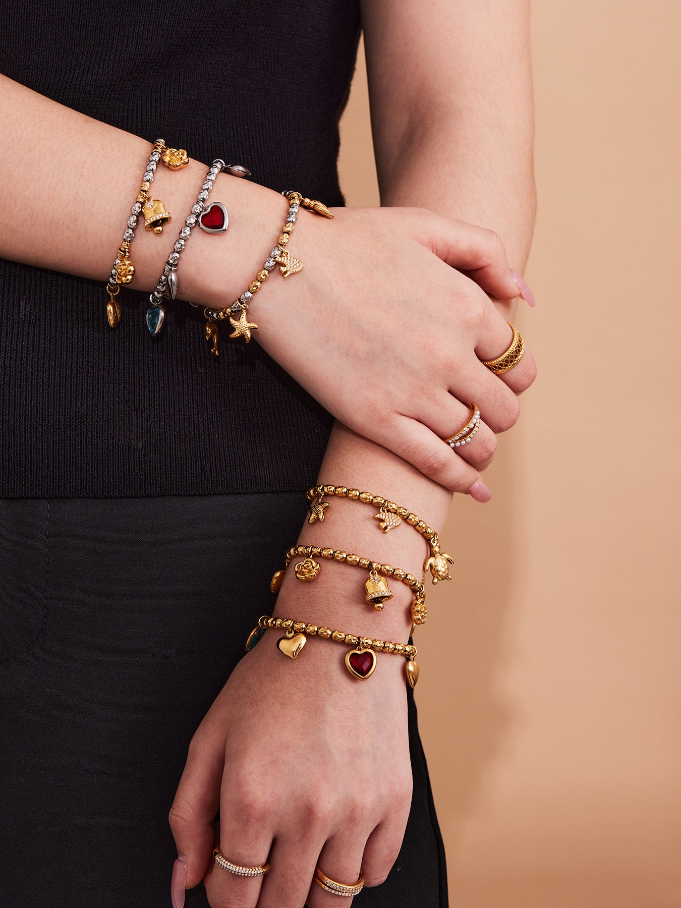 Planderful Vintage Bell Flower Bracelet Embossed Titanium