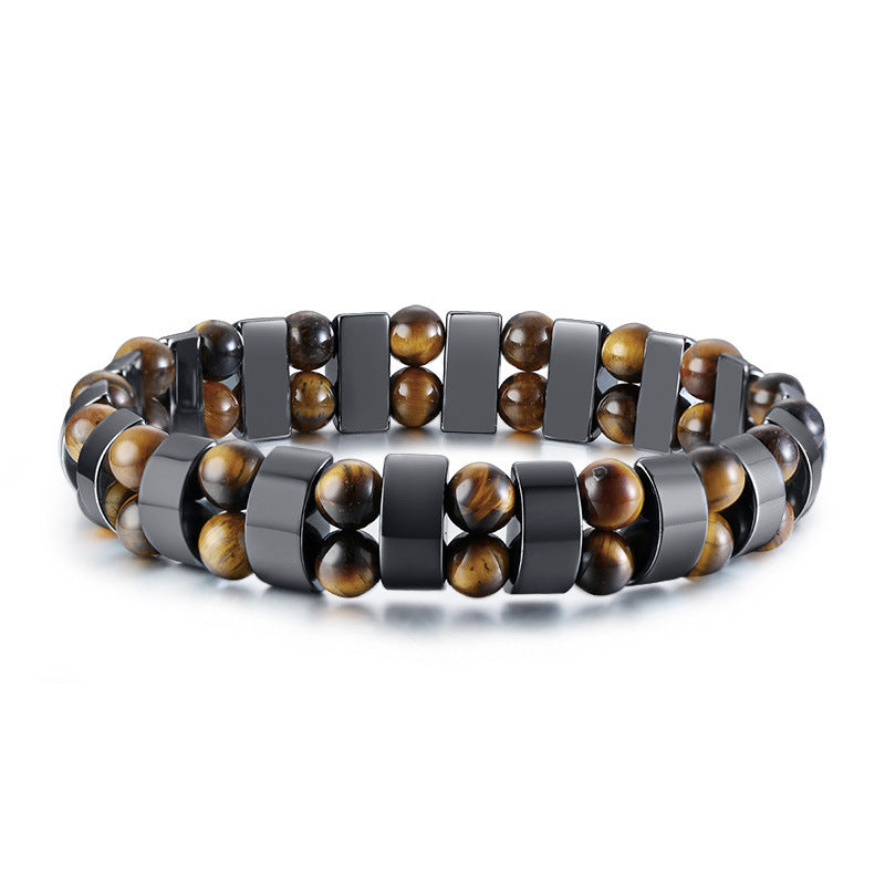 Amazon Cross-Border Jewelry New Products Men's Black Gallstone Tiger's Eye Stone Beaded Bracelet