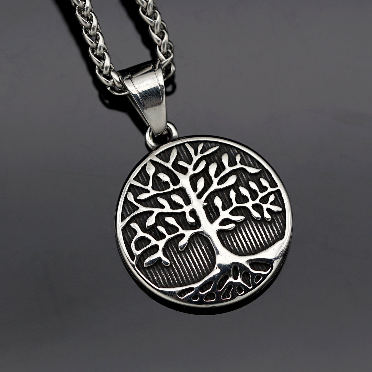 Vintage Tree of Life Stainless Steel Pendant Necklace