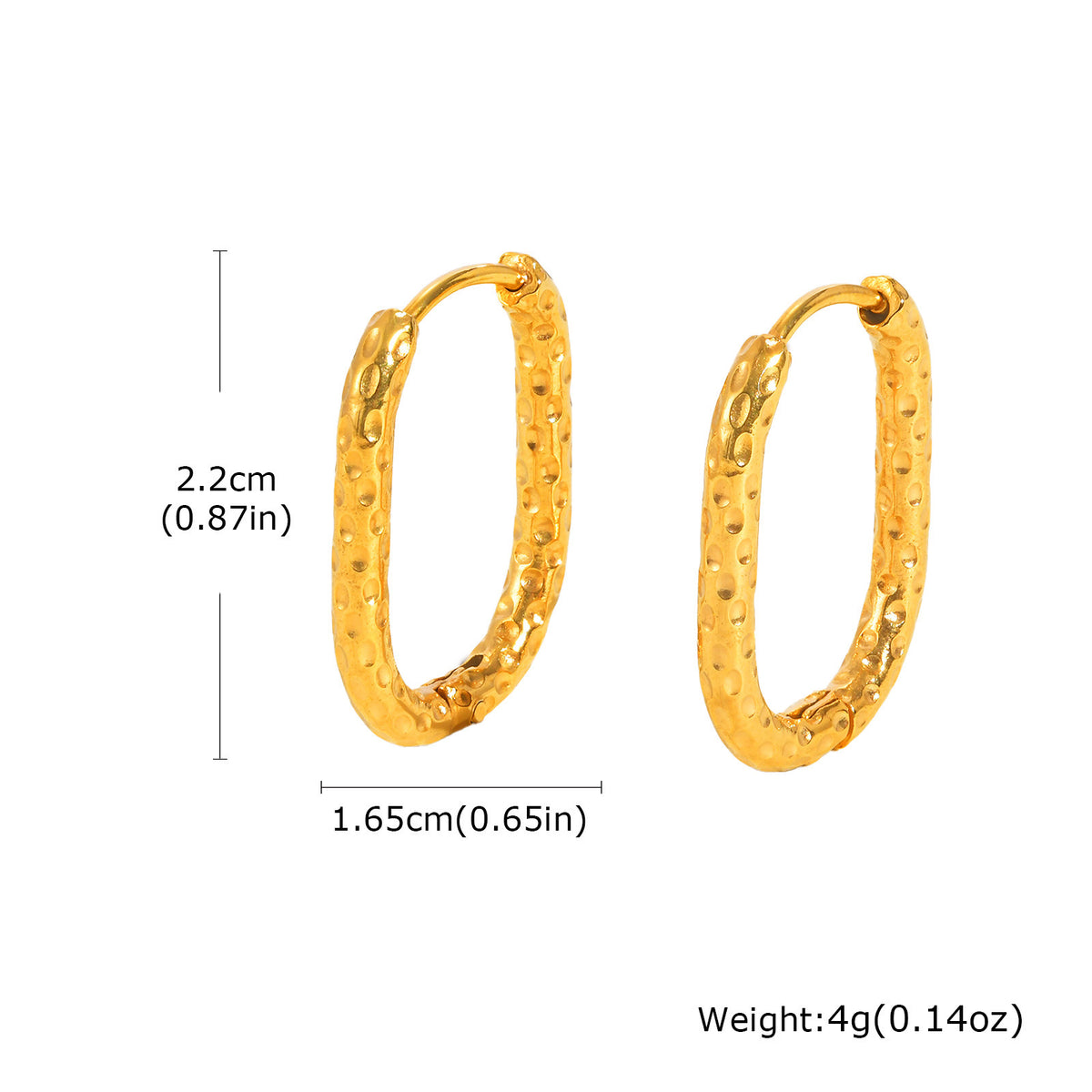 Hammered Rectangular Huggie Hoop Earrings