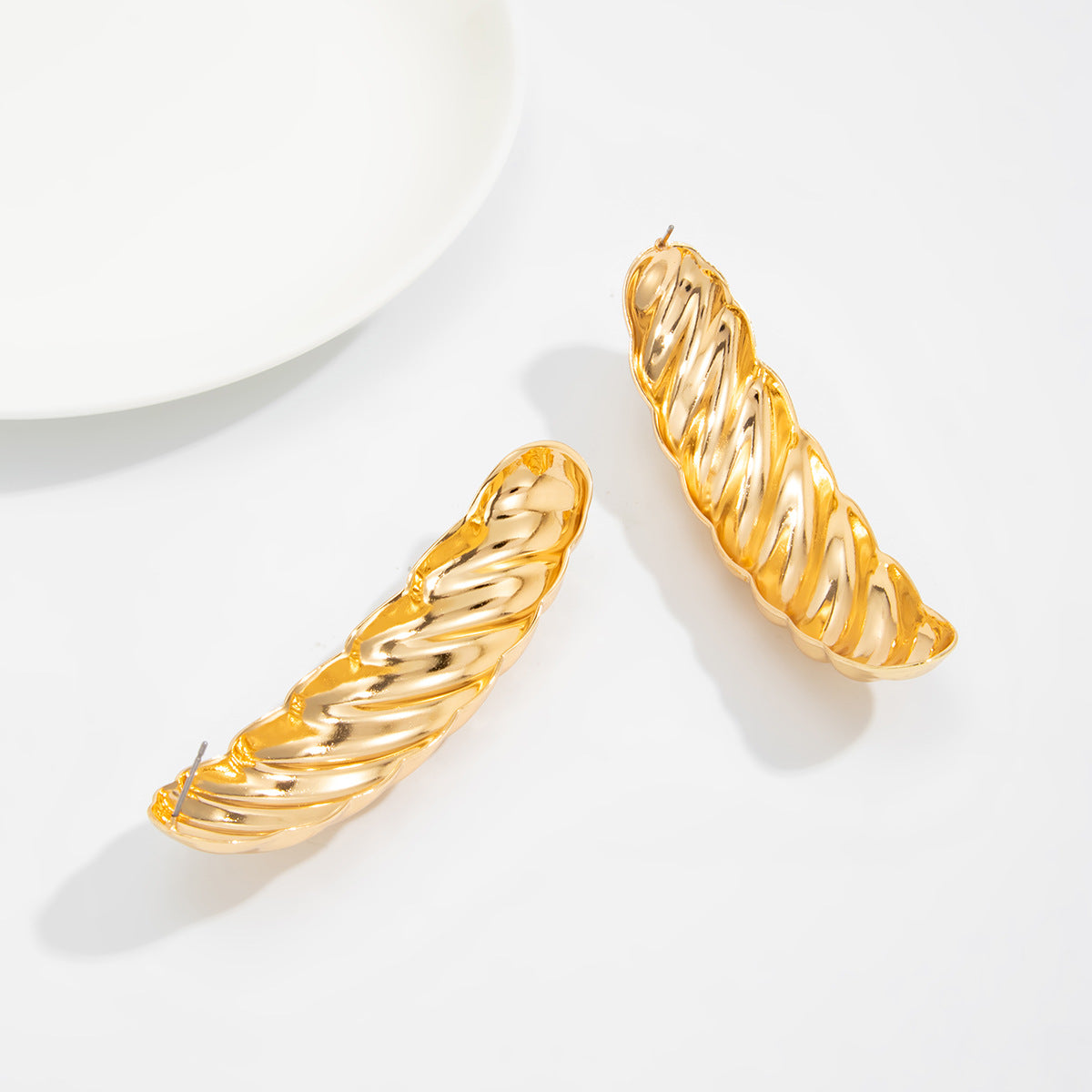 Planderful Vienna Verve Geometric Statement Earrings for Women Irregular Pleated Metal Jewelry