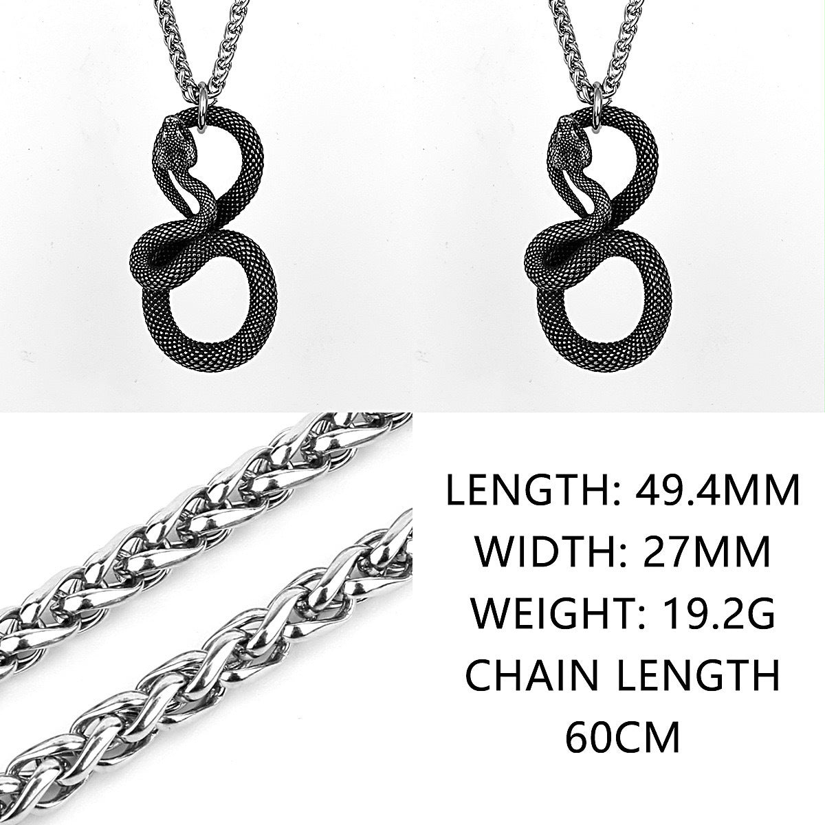 Stainless Steel Snake Pendant Necklace For Men By Planderful European American Style Gift Ready