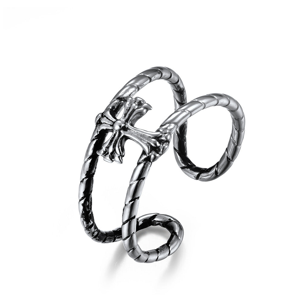 Cross Opening – Gender-Neutral Unisex Stainless Steel Ring