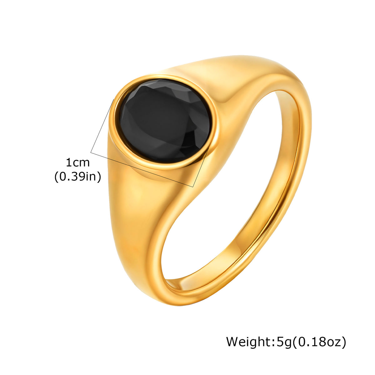 Stainless Steel Gold-Plated Oval Zircon Ring – Classic Daily Women's Titanium Steel