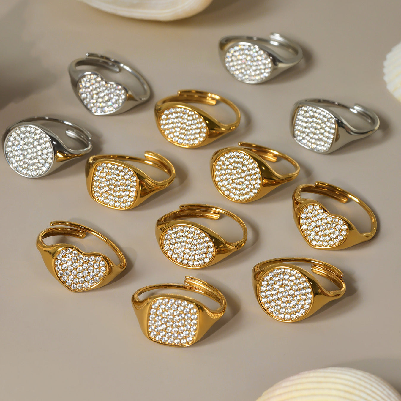 Planderful Zircon Love Ring Opening Design Titanium Fans