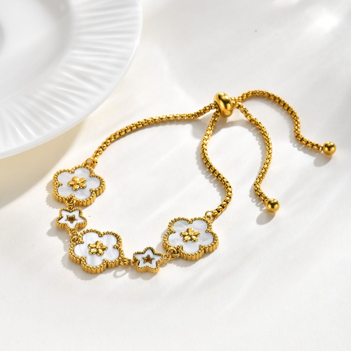Flower Adjustable Stainless Steel Bracelet