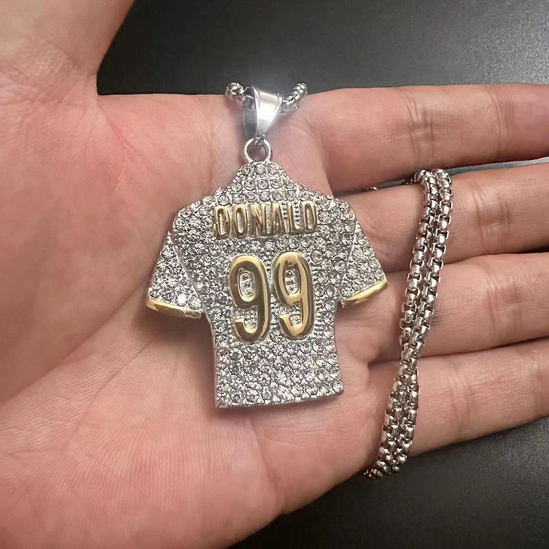 Hip Hop Necklace Titanium Steel Gold Plated Zircon NFL Jersey No 99 Pendant For Fans By Planderful Everyday Genie