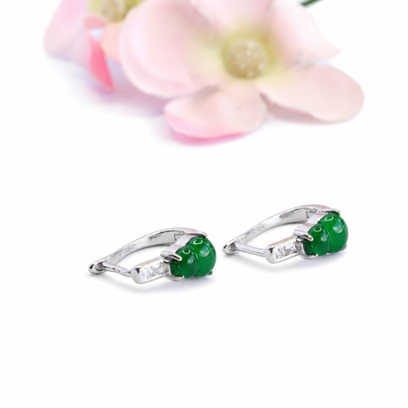 Jadeite Gourd 925 Silver Hook Earrings