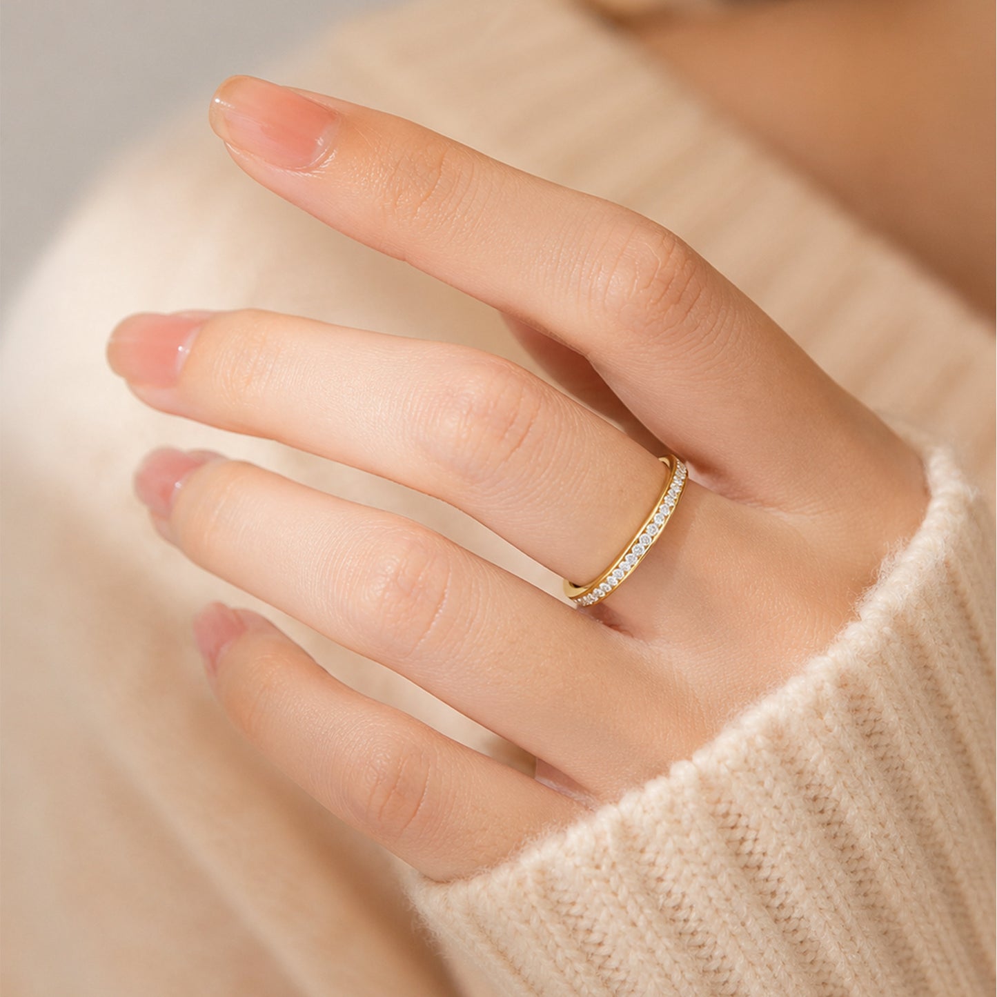 Planderful Collection Everyday Genie Stainless Steel Two Tone 2mm Zircon Ring For Couples