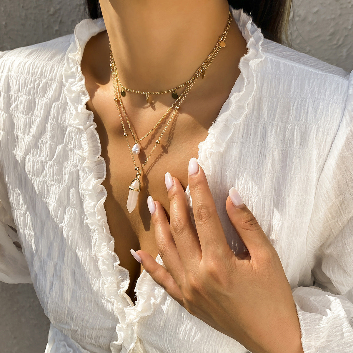 Planderful Vienna Verve Stunning Imitation Pearl Necklace Multi Layer Tassel Crystal Statement Jewelry For Modern Women