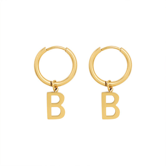 Retro Letter B Earrings - Trendy Titanium Steel Jewelry