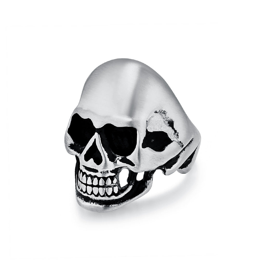 Dark Classic Skull Titanium Steel Ring for Men's HipHop Jewelry