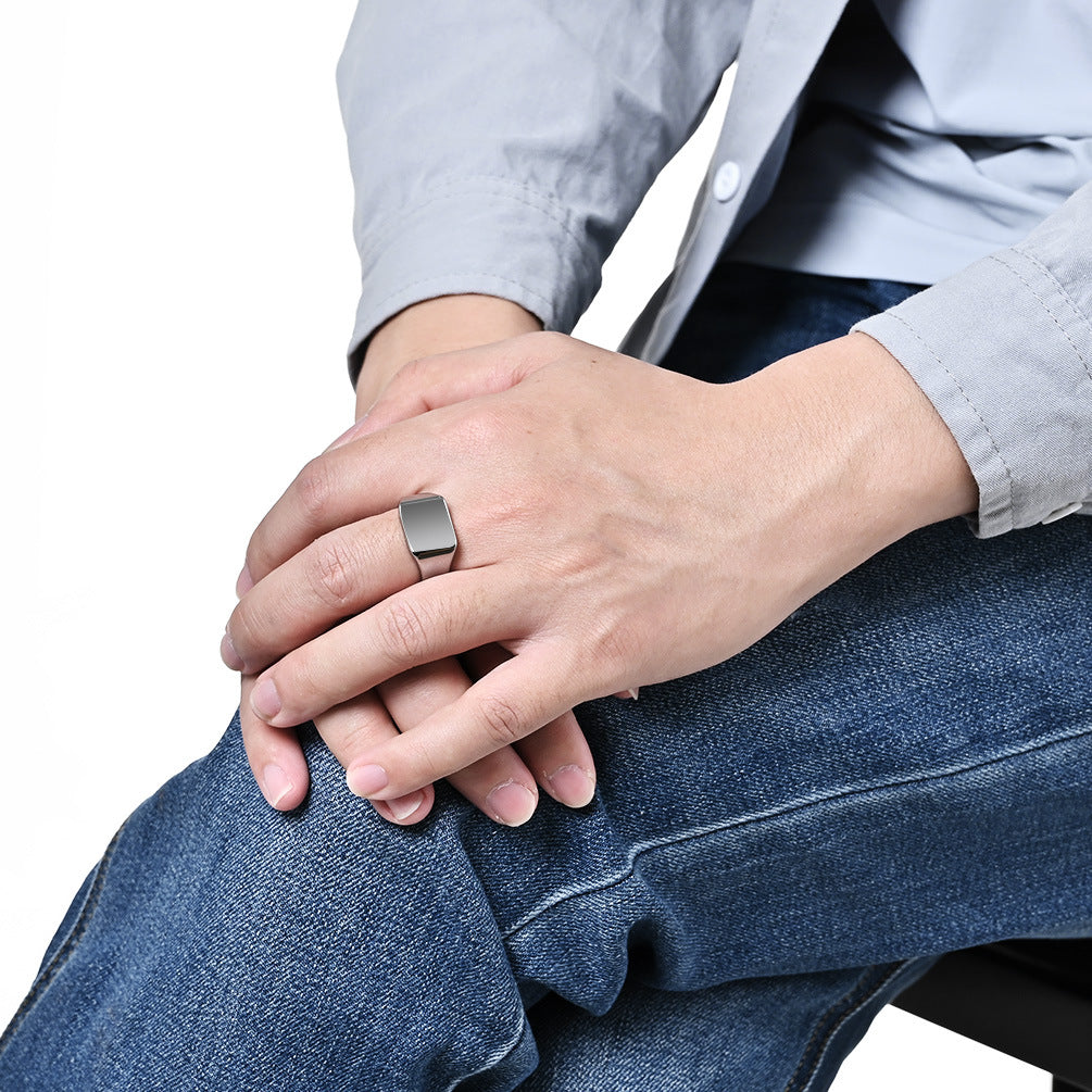 Minimalist Geometric Smooth Surface Tungsten Carbide Ring Men's Quality Tungsten Gold