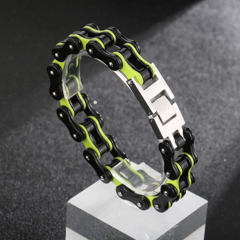 Planderful Men Bicycle Chain Bracelet Street Style Titanium