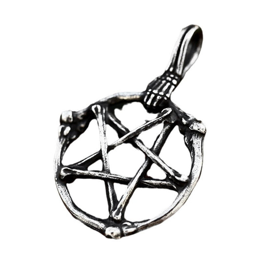 Titanium Steel Skull Bone Star Pendant - Retro Style Jewelry for Men