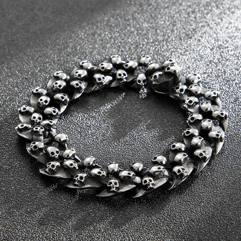 Antique Men's Titanium Steel Skull Bracelet